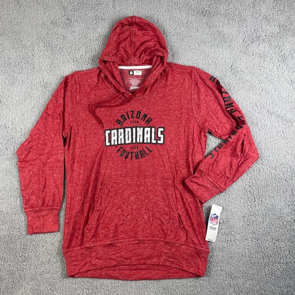 Zubaz NFL Women's Large Red  Arizona Cardinals Long Sleeve Marled Soft Hoodie
